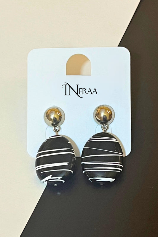 Monochrome Oval Drop Earrings