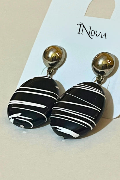 Monochrome Oval Drop Earrings