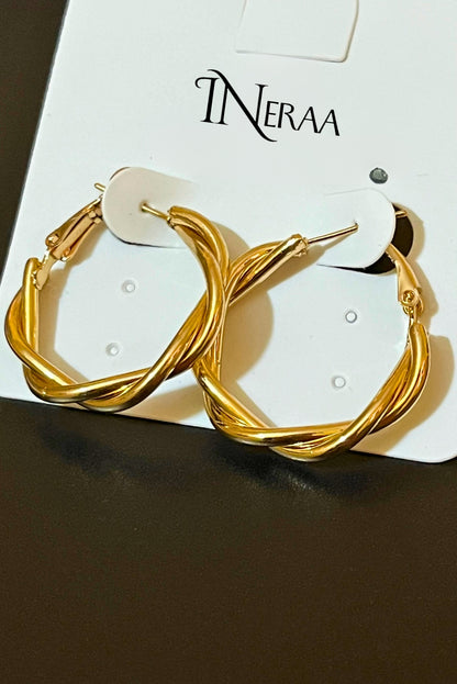 Golden Swirl Hoops Earring