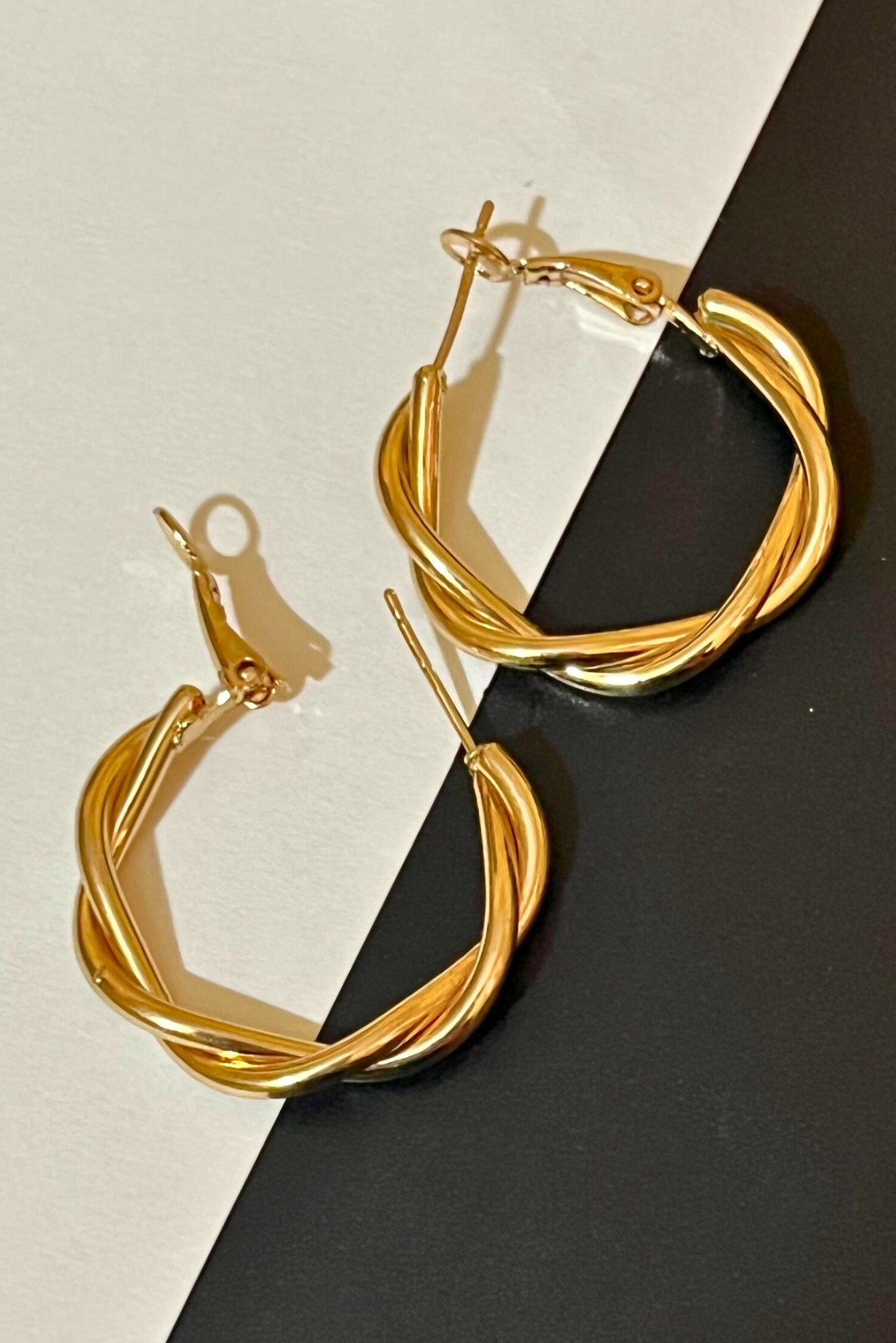 Golden Swirl Hoops Earring