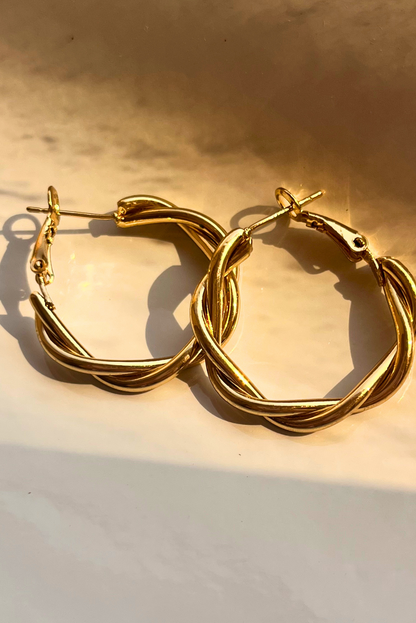 Golden Swirl Hoops Earring