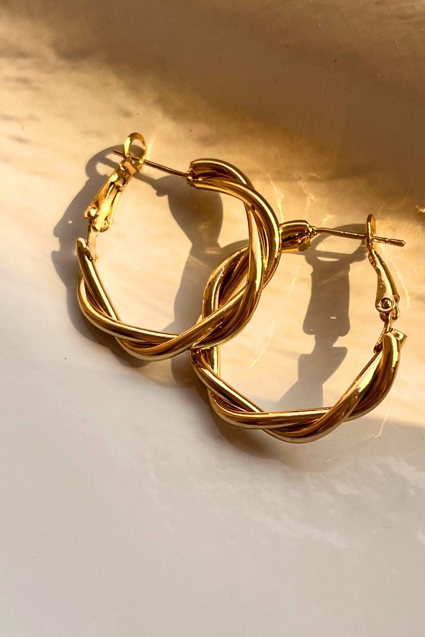 Golden Swirl Hoops Earring