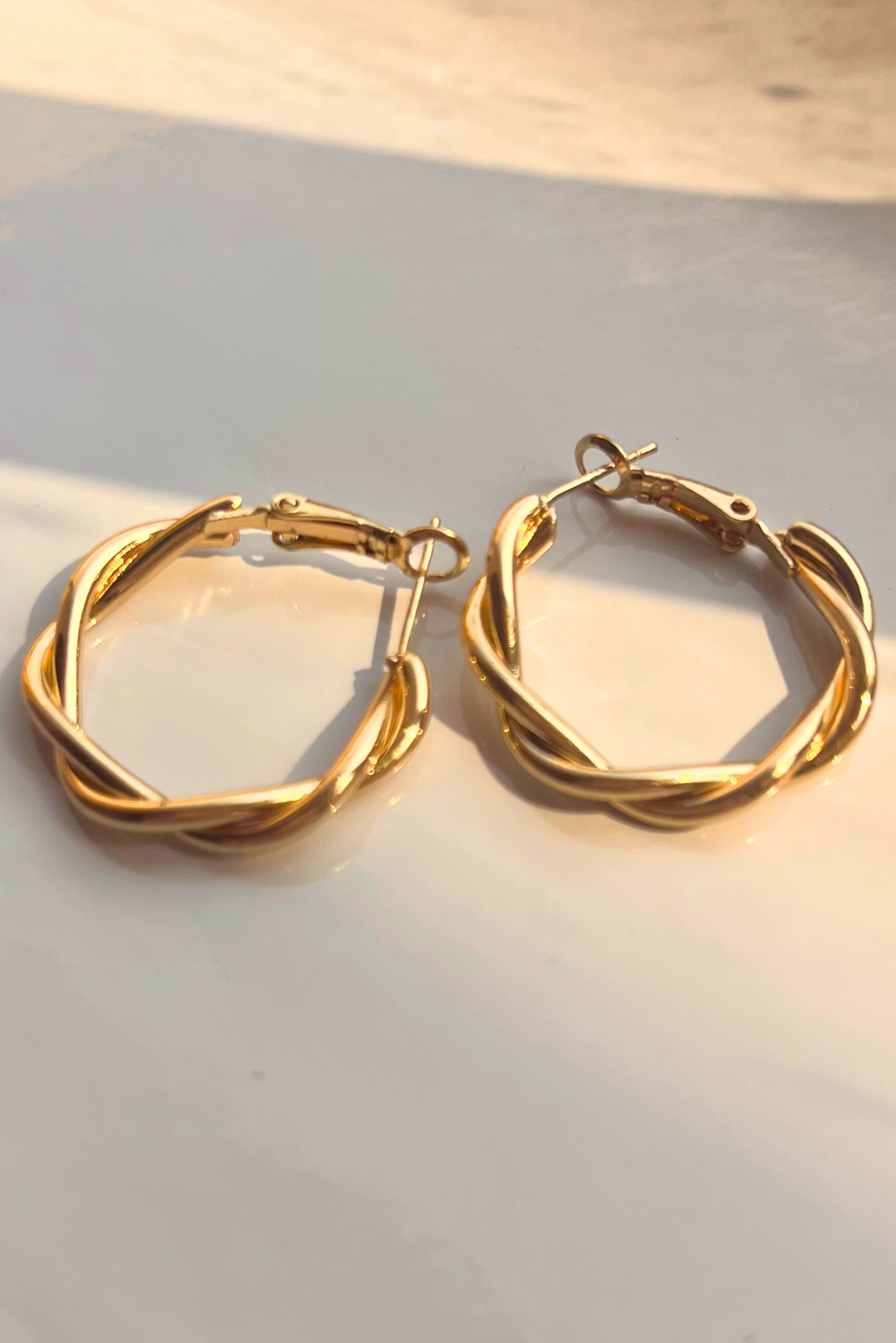 Golden Swirl Hoops Earring