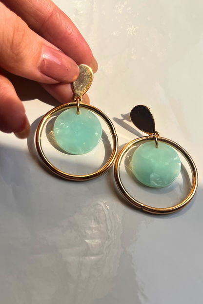 Seafoam Glamour Circular Earrings