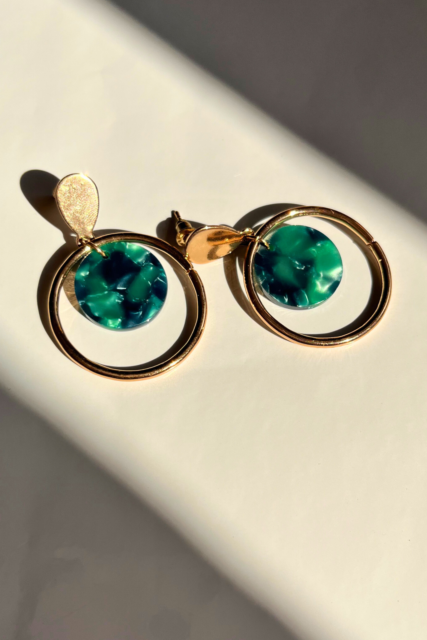 Golden Peacock Circular Earrings