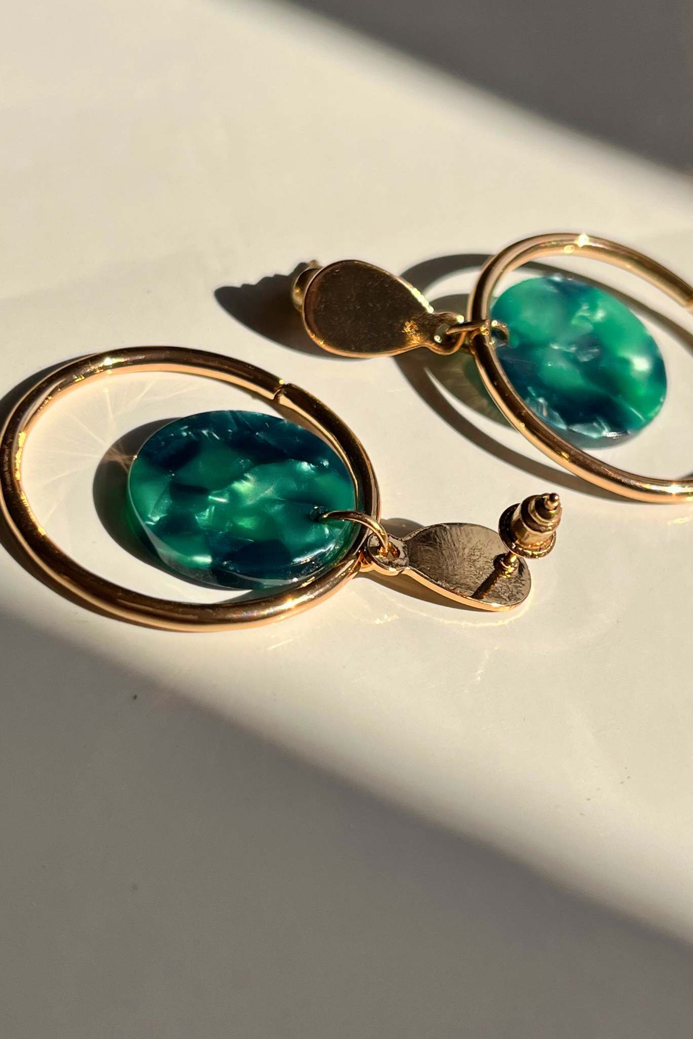 Golden Peacock Circular Earrings