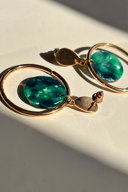 Golden Peacock Circular Earrings