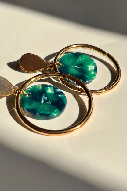 Golden Peacock Circular Earrings