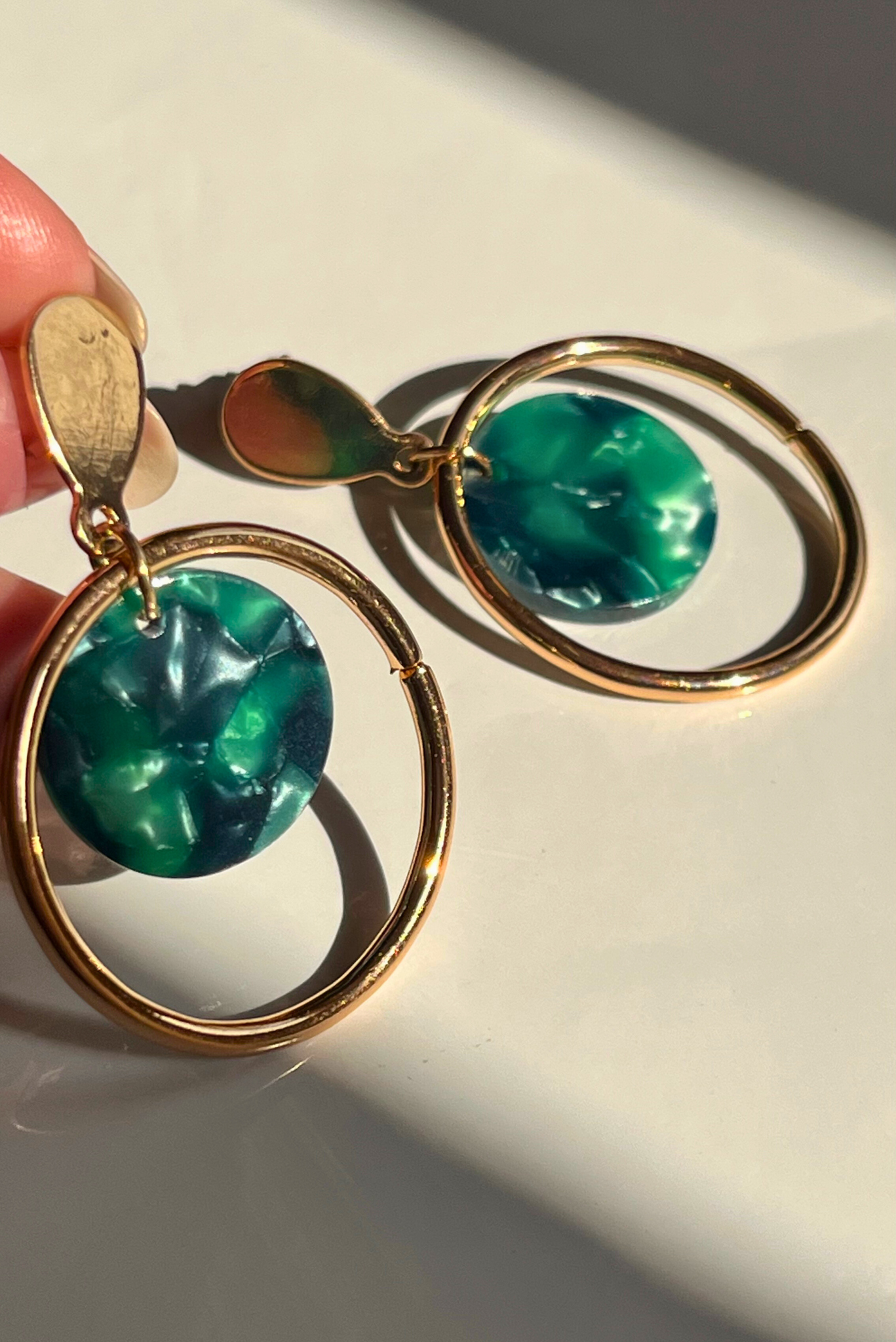 Golden Peacock Circular Earrings