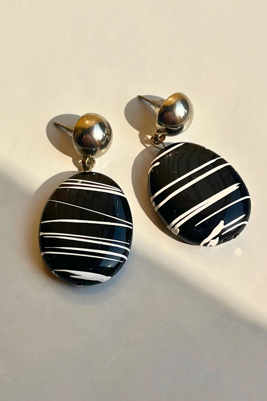 Monochrome Oval Drop Earrings