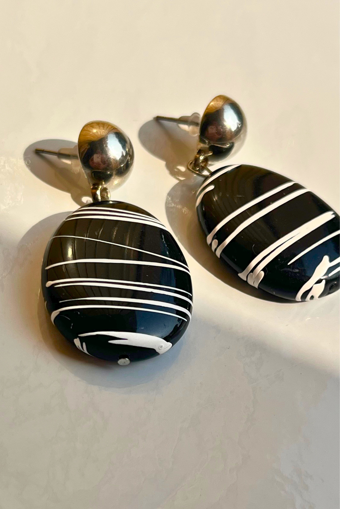 Monochrome Oval Drop Earrings