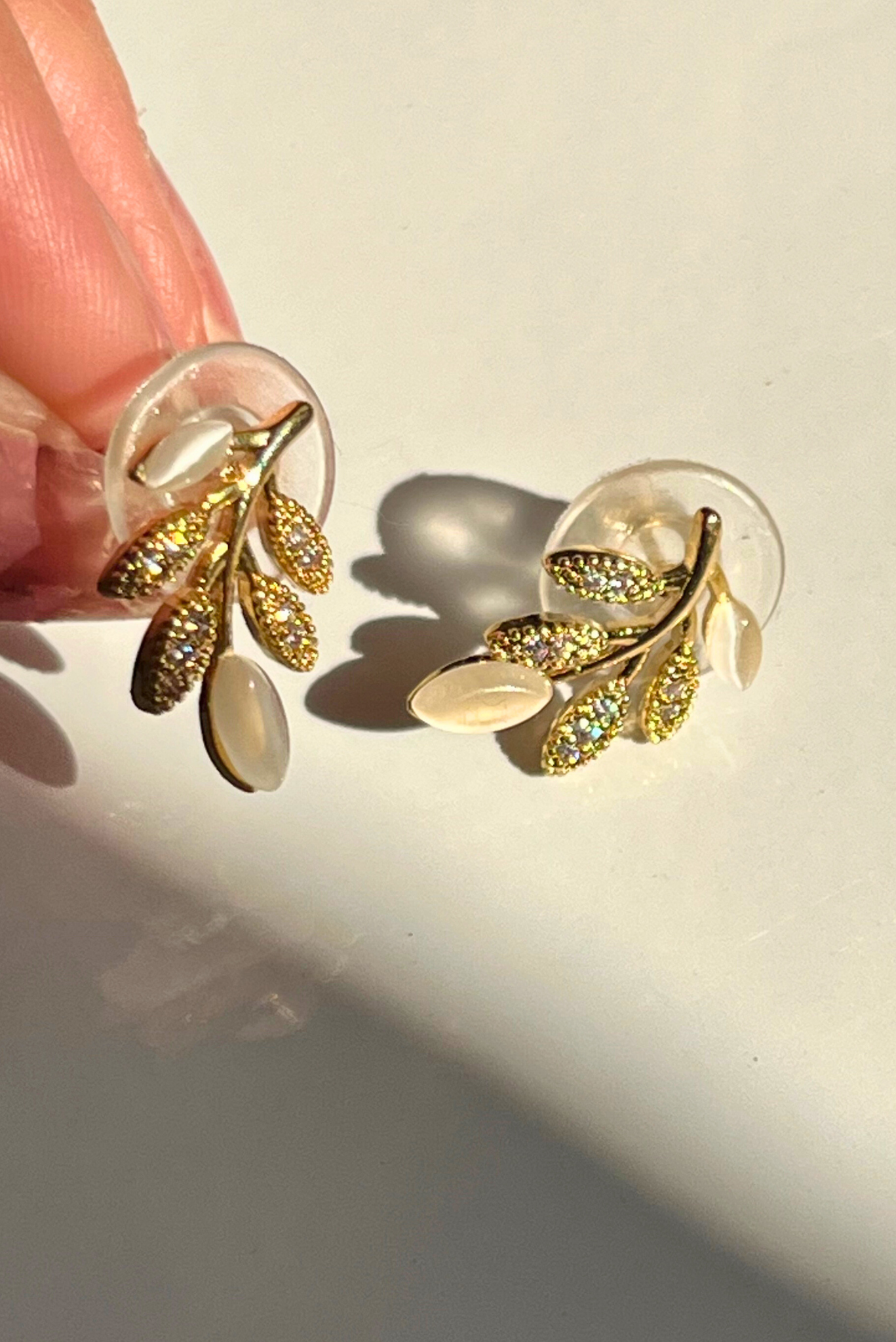 Opal Leaf Radiance Stud Earring