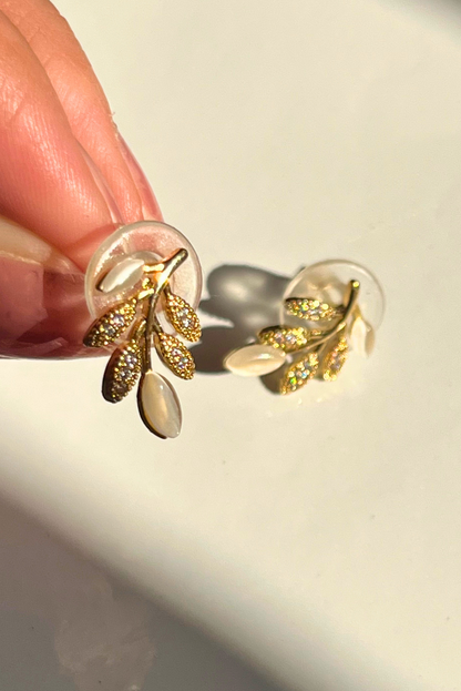 Opal Leaf Radiance Stud Earring