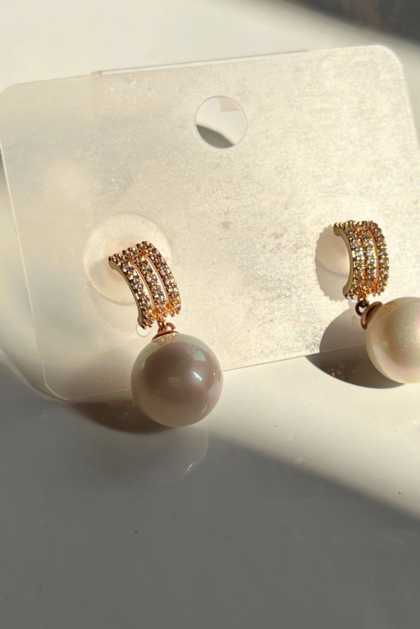 Sparkling Pearl Drop Earrings