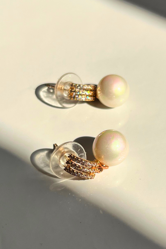 Sparkling Pearl Drop Earrings