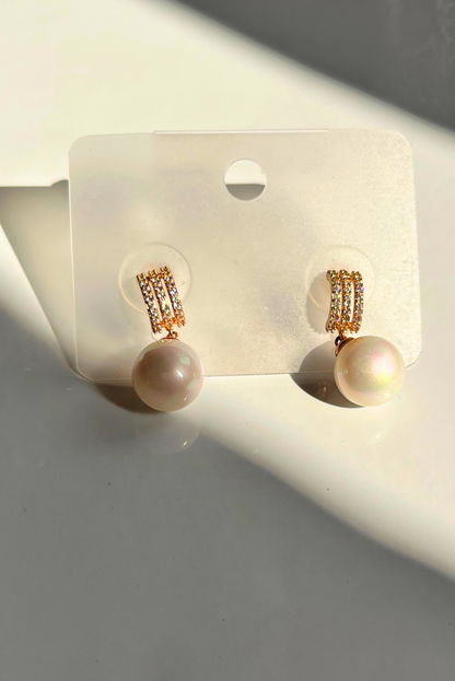 Sparkling Pearl Drop Earrings