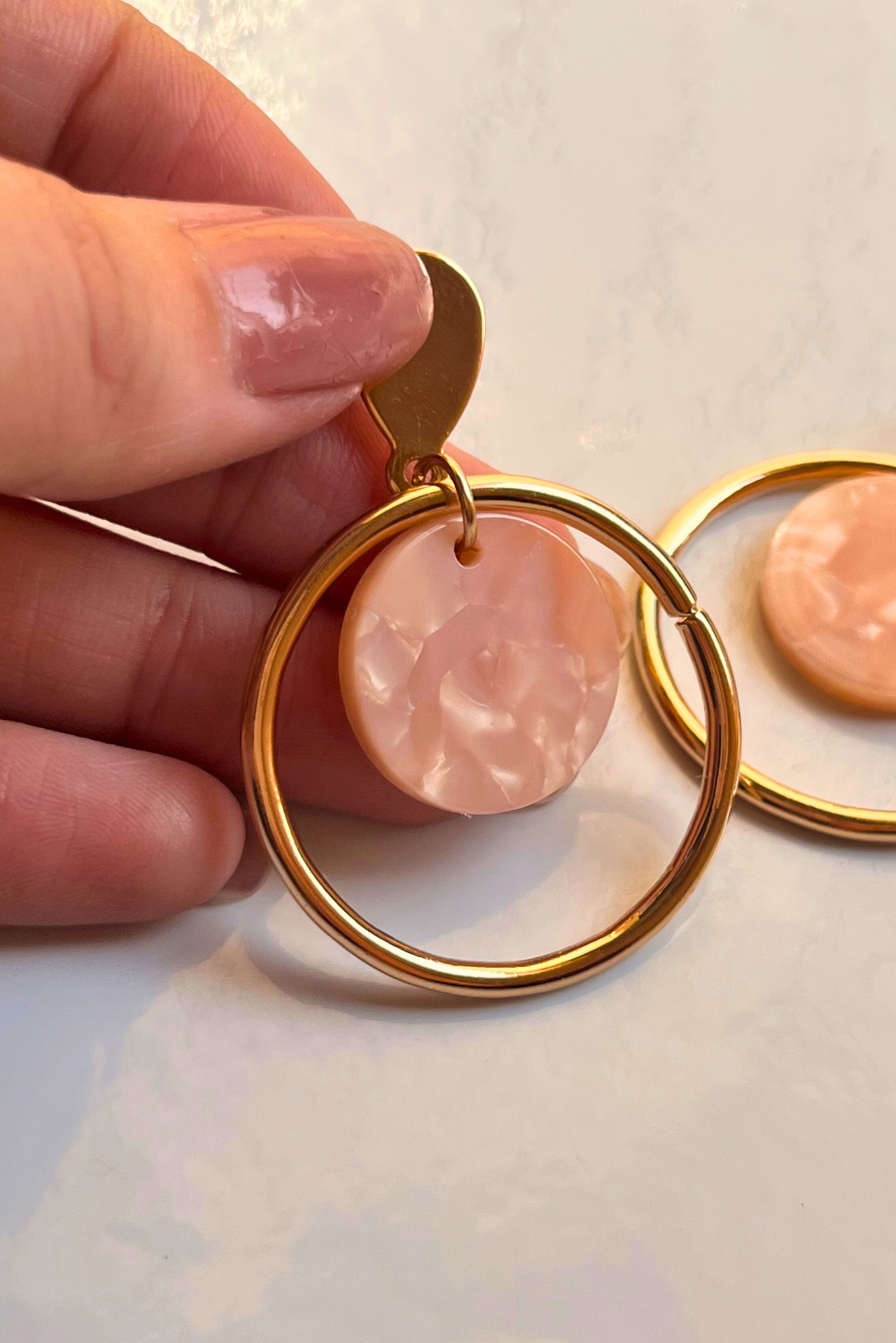 Sunset Peach Circular Earrings