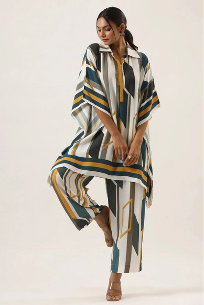 Abstract Elegance Kaftan Coord Set